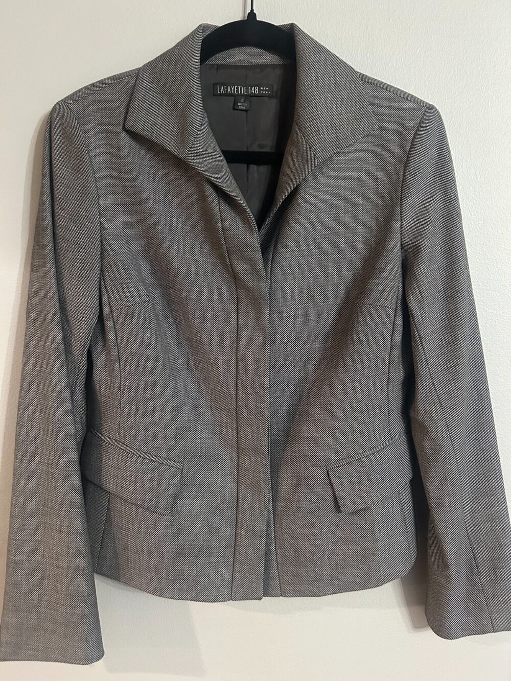 Lafayette 148 Gray Blazer structured Minimalist Career workwear Y2K Jacket 4